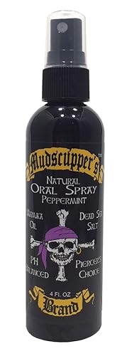 Mudscupper's Natural Oral Spray Peppermint - #1 Piercing oral cuidado posterior - Seguro - Suave - Efectivo 4 fl. oz.