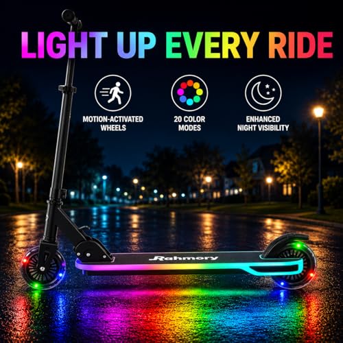 Rahmory Light-Up Kids Scooter, 2 Wheel Kick Scooter for Kids Ages 5+ | For kids 5-7 and 8-12, with 3 adjustable heights, lightweight foldable design for boys and girls, easy to carry and store. - image 2