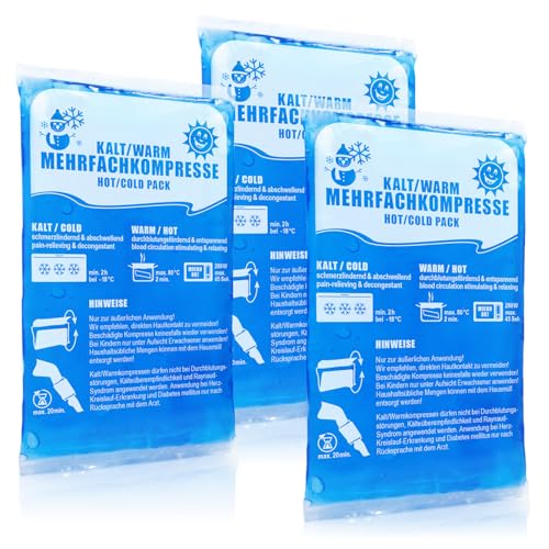 Robin Goods® 3X compresses Multiples 16 x 9 cm - Réutilisables, Chaudes et Froides - soulagement de la Douleur, Les Premiers Secours et Les blessures Sportives, passent au Micro-Ondes