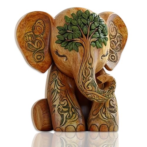 Komergave 2D-Flache Elefanten Deko Elephant Thema Holzdeko Dekoartikel Elefanten Deko Figuren Elefant Geschenk für Kinder Elefantenliebhaber Wohnzimmerdeko für Büro Bücherregal Schlafzimmer