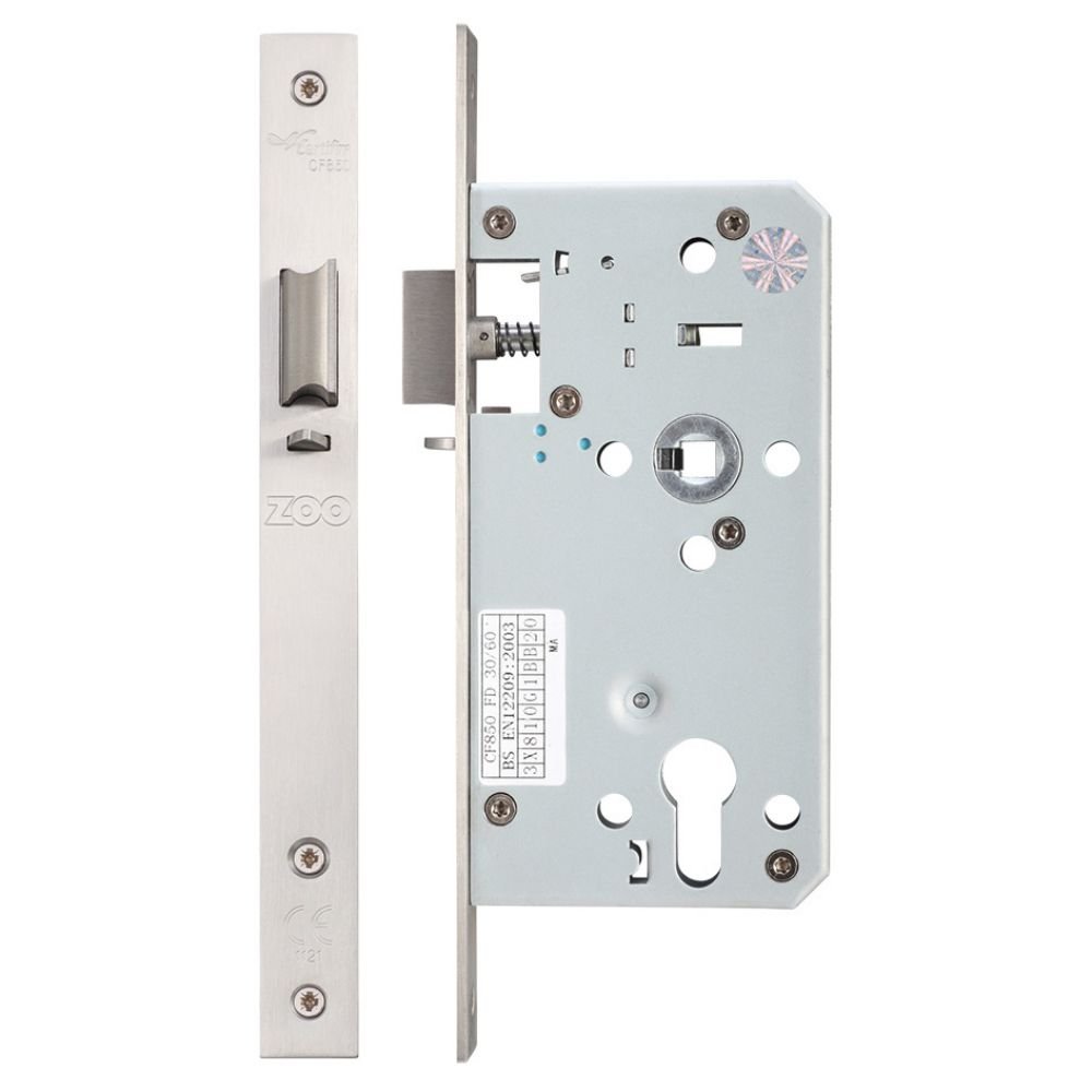 DIN Night Latch Satin Stainless Steel 72mm C/C-55mm Backset ZDL7255NLSS