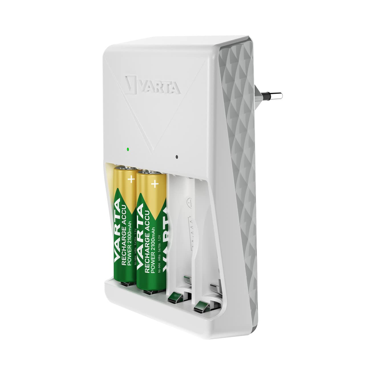 VARTA Caricabatterie, incl. 4X AA 2100mAh, caricatore per batterie ricaricabili, carica 2 o 4 AA/AAA contemporaneamente, Plug Charger