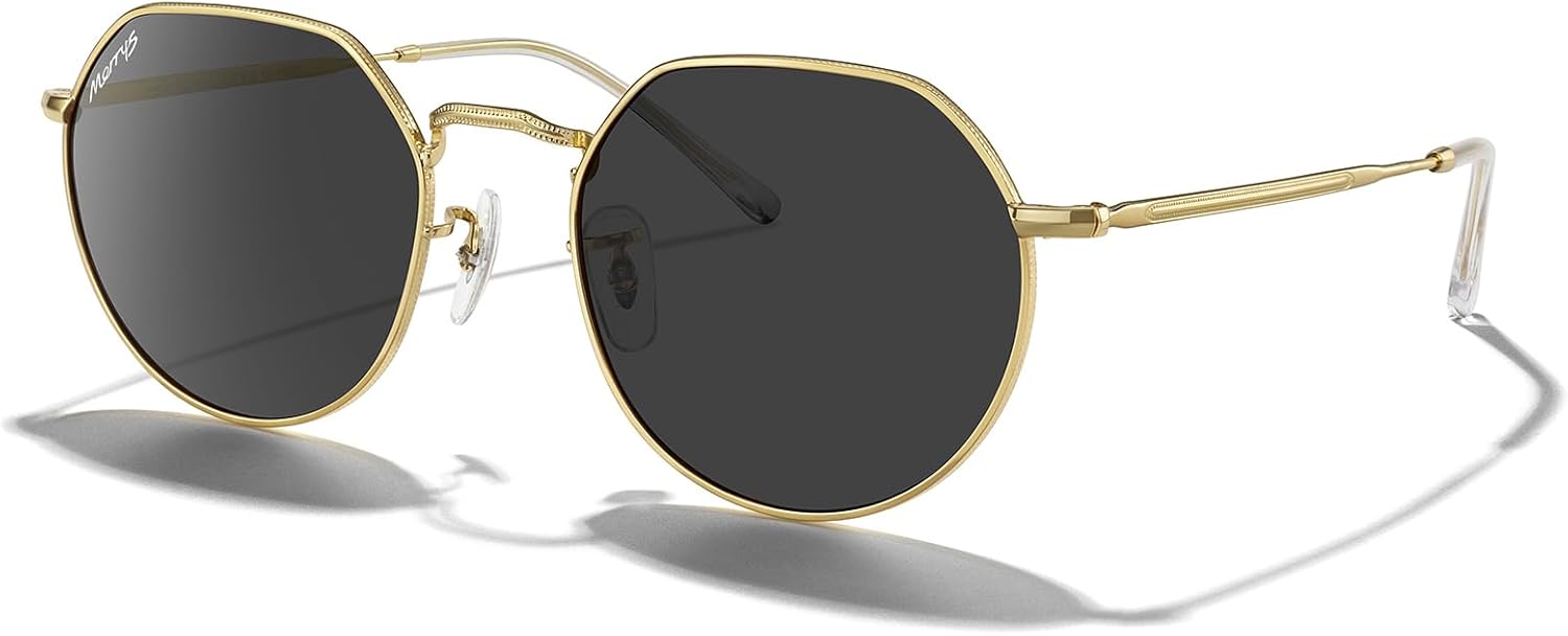 MERRY'S Round Polygon Metal Polarized Sunglasses for Women Men Retro Classic Vintage Shades S6565