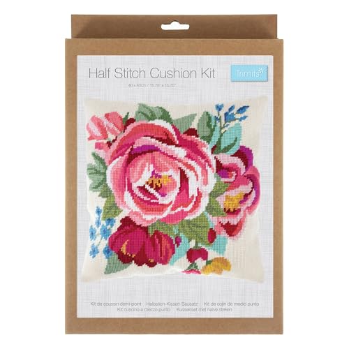 Trimits Half Stitch Cross Stitch Cushion Kit, Cushion Back Included, Pre Printed Canvas - Image 2
