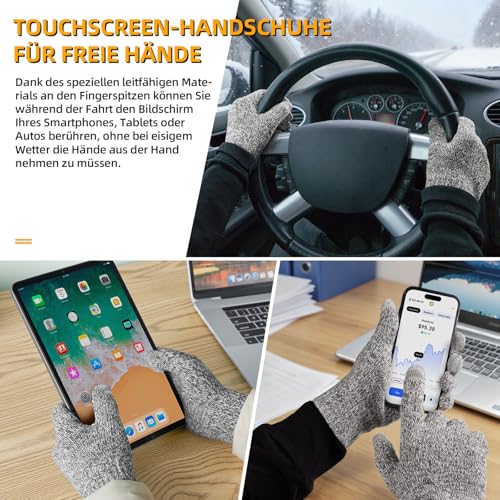 OZERO Unisex Schal Mütze Handschuhe 3er Set - Winteraccessoires Weiche Wolle - Winddicht & Wärmend - Touchscreen-Handschuhe - Geschenke für Herren/Paare/Familie