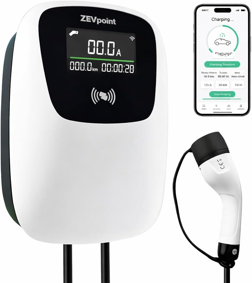Zevpoint 7.5kW Smart EV Charger | Display Screen, 5m TPU Cable | ARAI, CE & TUV Certified | App, RFID, BT | Adjustable Power |10+ Advanced Safety| IP66 | Upto 5-Yr Warranty (Polar Pro - XL)