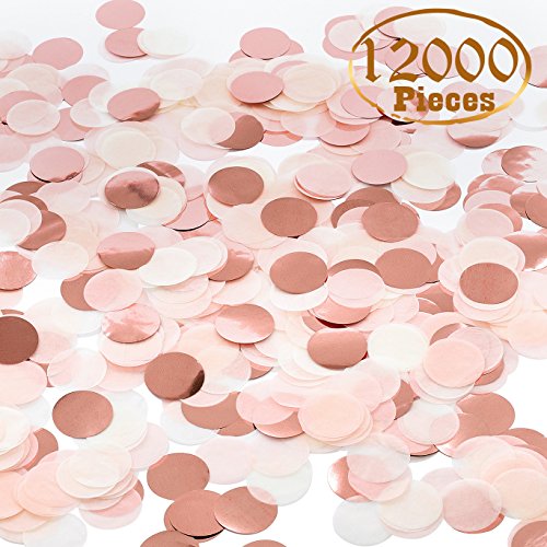 Whaline 12000 Pieces Paper Confetti Circles Tissue Valentine's Table Confetti for Wedding, Holiday, Anniversary, Birthday, Mixed Colors, 1 Inch (120 Grams)