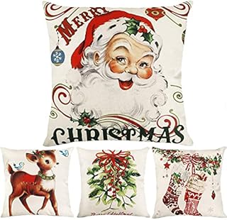 Avigers Red Christmas Throw Pillow Covers Xmas Throw Pillow Cases Christmas Tree Reindeer Santa Claus Pillowcases for Sofa Bedroom Chair Farmhouse Christmas Decoration18 x 18 Inches,4 Pack