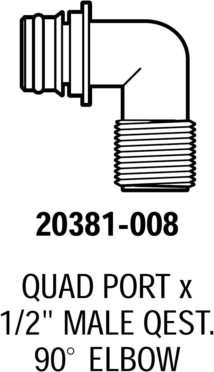 Quad Port Fittings for Quad Water System Pump (1/2" NPT Male QEST. - 90° Elbow)