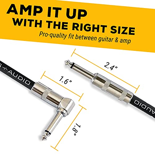 Image of GLS Audio Instrument Cable 10 Ft Electric Guitar Cable Braided Brown /Yellow | Straight to Right Angle 1 /4 Inch TS, Oxygen-Free Copper, Braided Tweed Jacket, Male-to-Male Wired Amp Cord for Amplifier