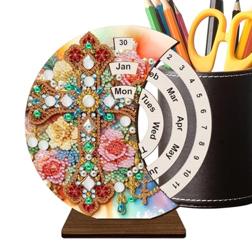Calendario de madera perpetuo que soluciona el desorden de mesa