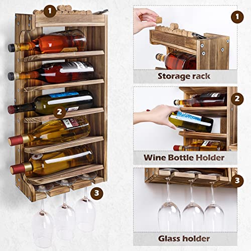 Homde Rustic Wood Wall Mounted Wine Rack #TOP30