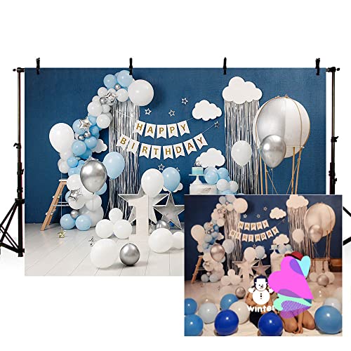 MEHOFOND, sfondo blu per primo compleanno, per