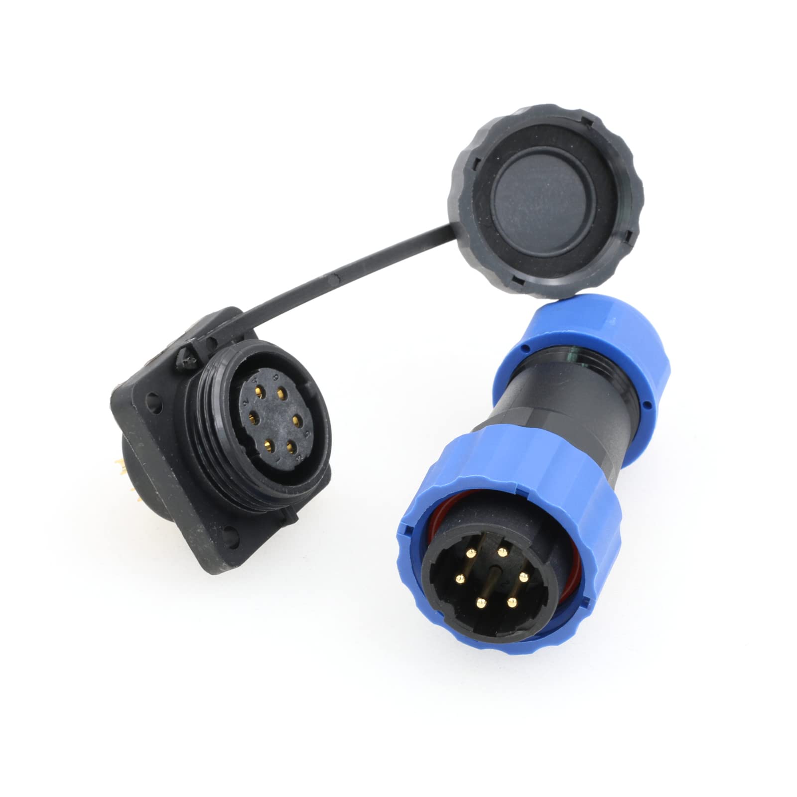 ZBLZGP SD20 6 Pin Connector Square Panel Cut Power Cable Connector Waterproof IP68 LED Aviation Power Cable Plug Socket for Outdoor Lighting (Male