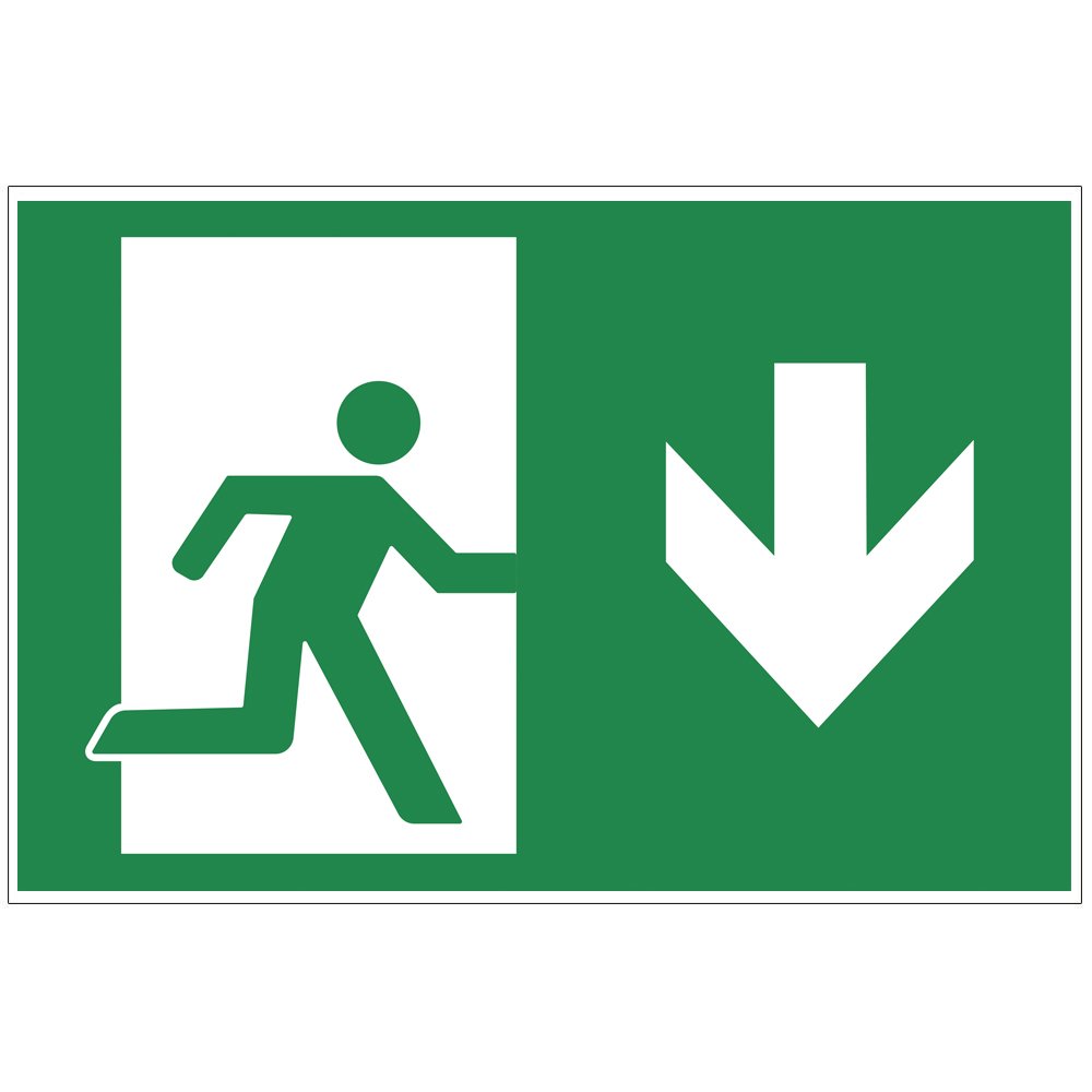 geschenke-fabrik.de Sign Emergency Exit Down PVC Hard Foam Board 300 x 200 mm 3 mm Thick