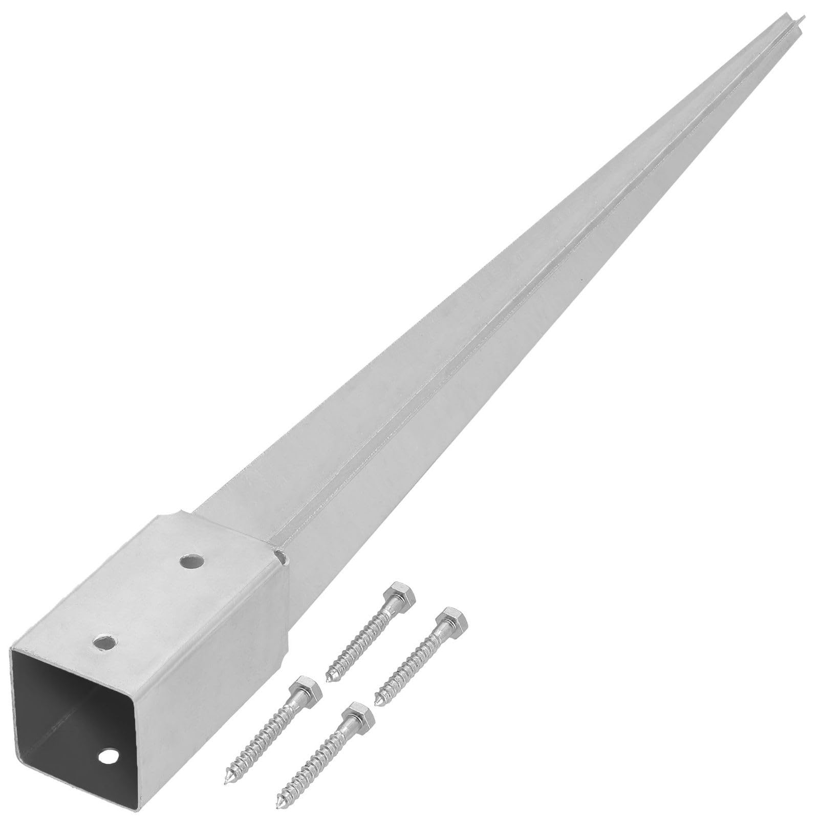 KOTARBAU® Ground Anchor - Post Spike - Galvanised Steel - 60 cm (23.62 in) - Silver - Ground Anchors Heavy Duty - 51 × 51 mm (2.01 × 2.01 in) - Post Brackets - Weather Resistant