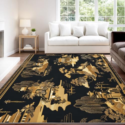 Tapis de salon design architecture or luxe décoratif doux