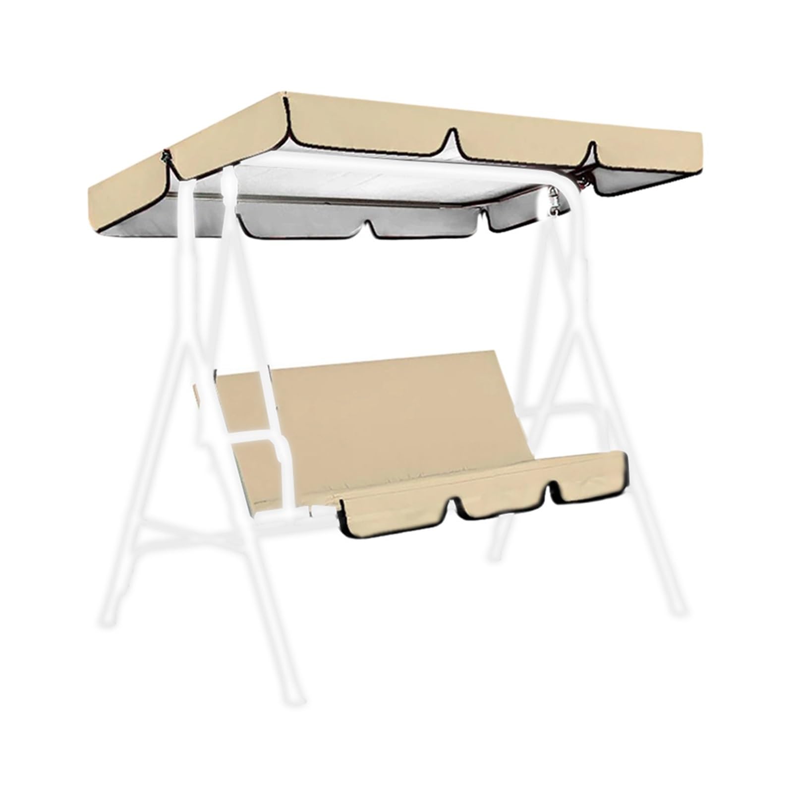 Swing Chair Canopy Replacement 190T Waterproof Garden Swing Canopy 190*132*15cm & Seat Cover 150*150*10cm Set Tool Accessories(Beige)
