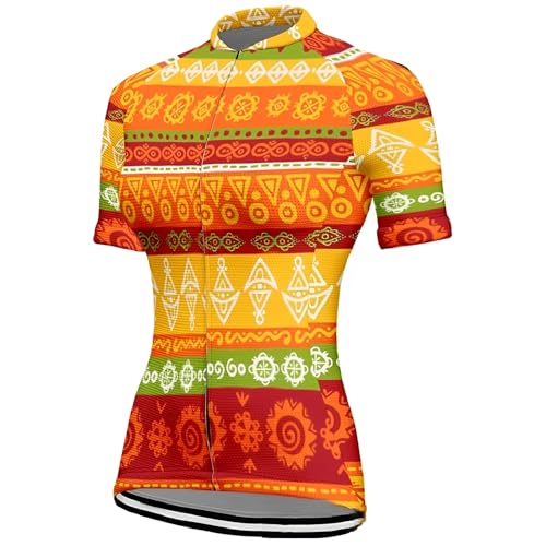 Mateju Maillot Ciclismo para Mujer, Estilo Bohemio Ropa Ciclismo Exterior Cómodo Transpirable, Verano Secado Rápido Camisetas Manga Corta Hombre, Camiseta Mujer Elástico (Bohemia 3,XS)