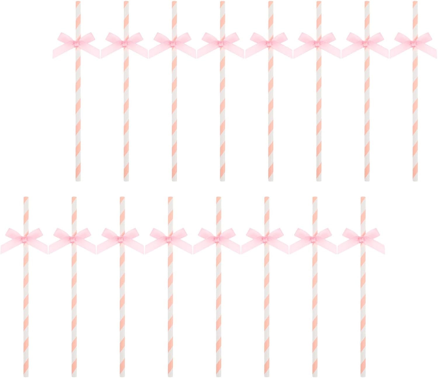 100pcs Pink Disposable Paper Straws with Bow Tie Cake Decoration Supply for Birthday Party Beverage Smoothies Milk Tea
