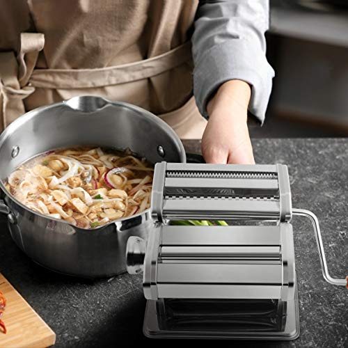 GOPLUS Nudelmaschine Edelstahl Pasta Maker Pastamaschine spaghettimaschine manuell 2 Breite 6 Stufen – Bild 3