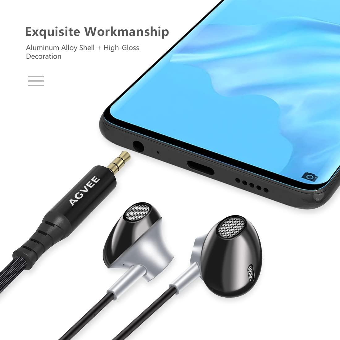 Bеѕt Dеаl Prоduсt AGVEE 3.5mm Hybrid Dynamic Drivers Earphones, 3.5mm Jack Aux Wired Earbuds in-Ear Hi-Res Stereo Corded Headphones with Mems Mic, Powerful Bass Sound HBEA3-GB16