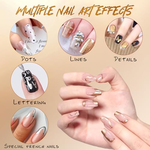 Image of Nail Art Pens, Nail Polish Pens Set Nail Chrome Eraser Pen Drawing Painting Point Liner Pens With Eraser Pen, Waterproof and Quick-drying Nail for DIY Nails Art Design