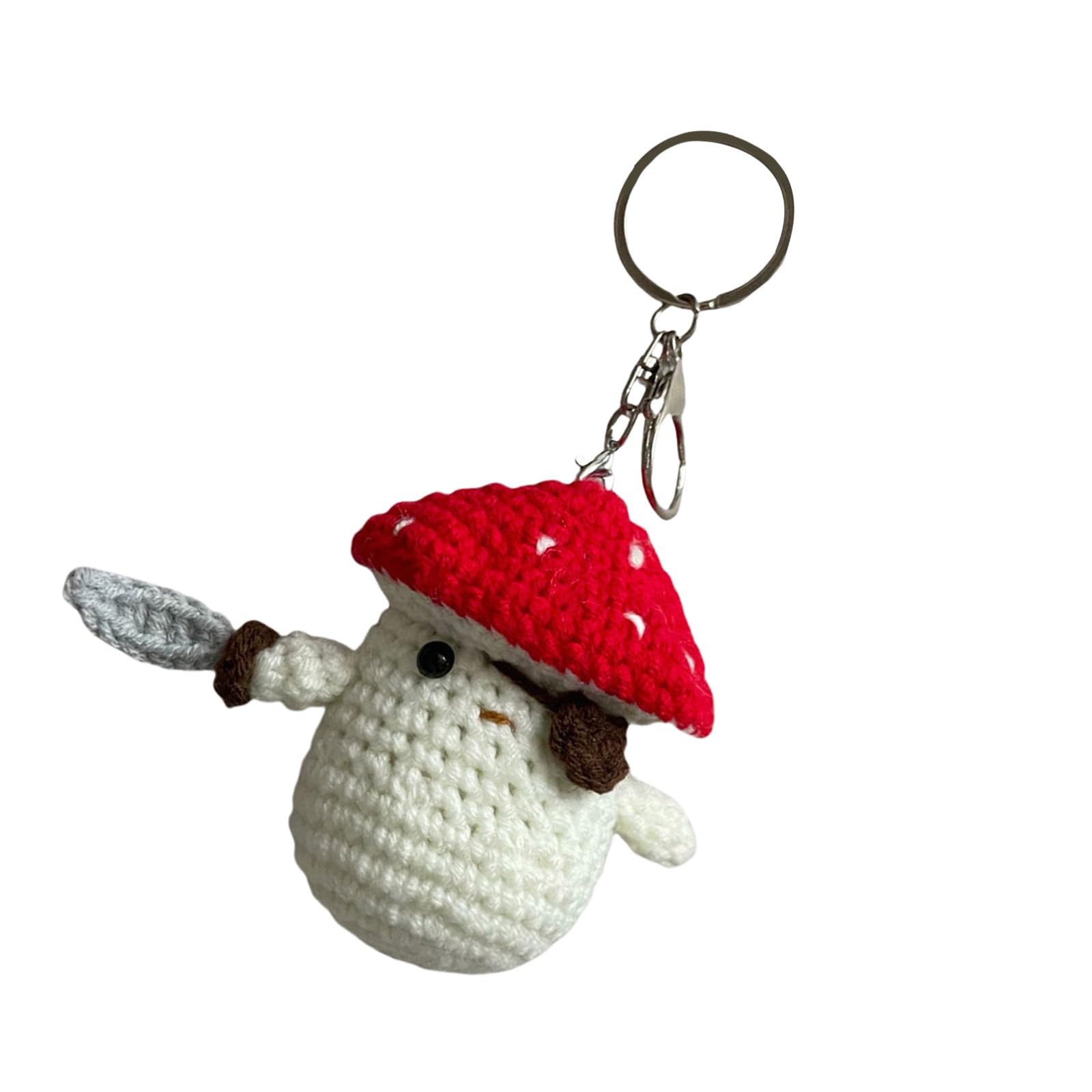 NEWFT Unique Mushroom Shaped Keychain Crochet Dolls Pendant Keyring Cotton Yarn Jewelry Stylish Accessory for Craft Lovers