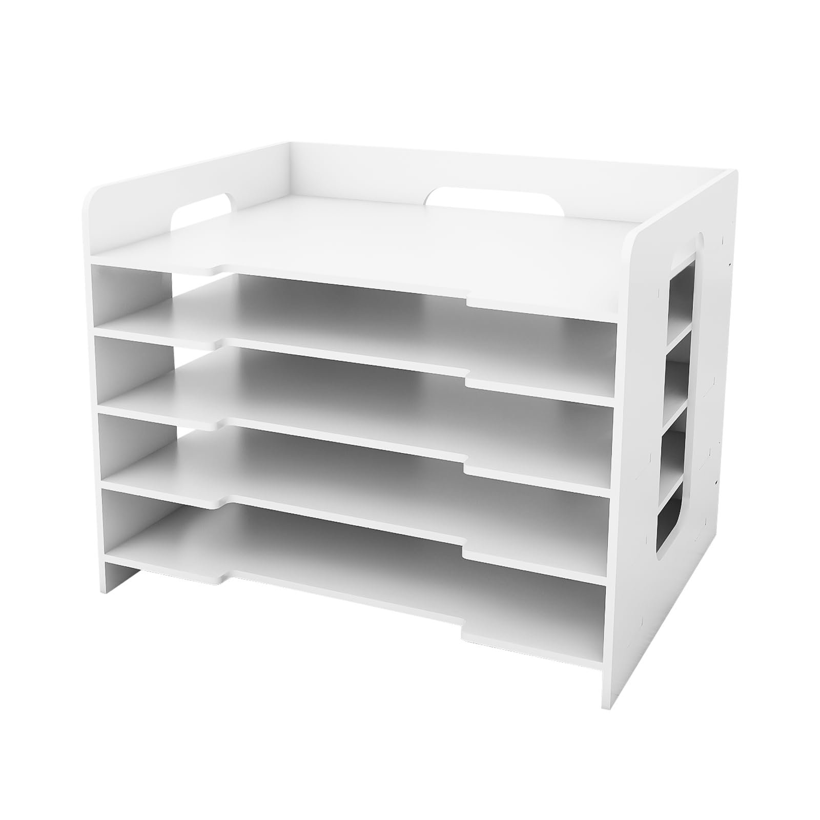 Kosz na listy, regulowana taca na listy, organizer na dokumenty A4, do szkoły i domu, artykuły biurowe, 33,5 x 25,5 x 28 cm - 5 warstw - biały (2 szt.)