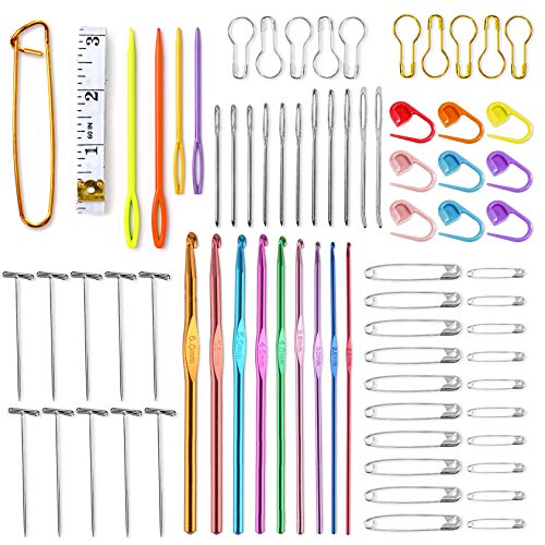Exquiss Knitting Needles Set-11 Pcs Lace Circular Stainless Steel Circular Knitting Needles+9 Pcs Aluminum Crochet Hooks+Knitting Weaving Tools for Knitting Beginners