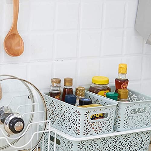 DODUOS Storage Basket, Cosmetic Box Organiser, Versatile Sorting Box Makeup Storage for Desks Shelves Bathroom Kitchen, polypropylene, White, 23.5 * 16.3 * 10cm