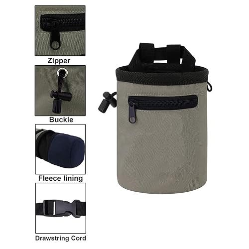 Double M Merchandise Rock Climbing Bouldering Chalk Bag-No Leak Drawstring Closure Adjustable Belt With Zip Pocket-Fleece Lining For Perfect Distribution-Durable Gymnastics Weight Lifting & More #TOP3