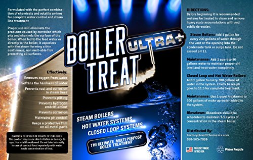 Boiler Water Treatment Chemicals - 3 Gallon Case | Prevents RUST & CORROSION in Steam Boilers, Hot Water Systems, Closed Loop Systems, Wood Burning Boilers