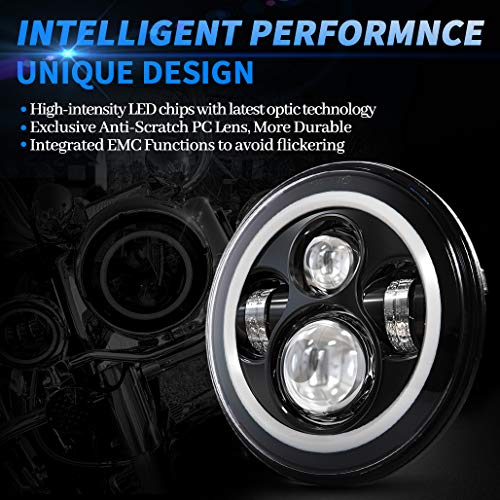 image for Z-OFFROAD New 7 Inch Halo LED Headlight Black with DRL High Low Beam H