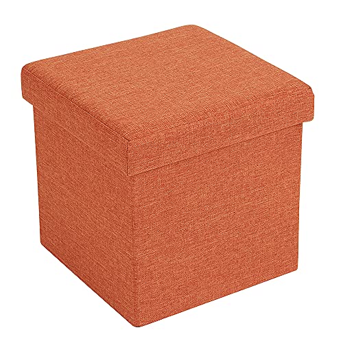 Fresh Home Elements Linen FHE 12â€ Folding Storage Ottoman Cube, 12x12x12, Orange