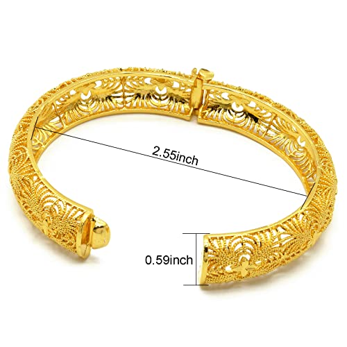 Dubai Gold Bangles for Women Indian African Wedding Bracelets 18K Gold Plated Ethiopian Bridal Jewelry3