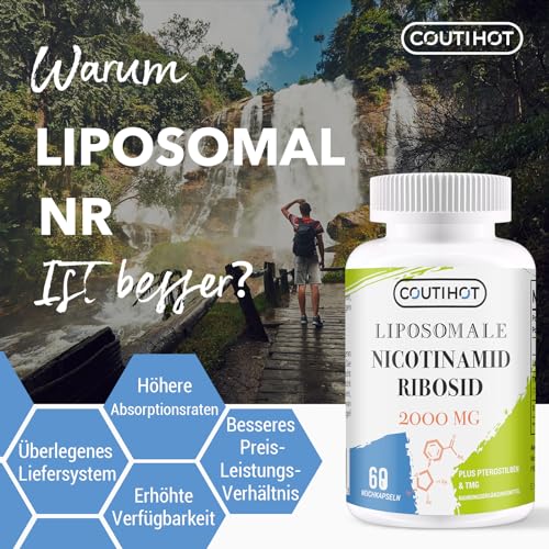 Liposomales Nicotinamid-Ribosid 1500 mg plus TMG & Trans-Pterostilben (Gesamtformel 2000 mg) – NR Kapseln als NAD+ Vorläufer, Hochdosiertes Vitamin B3 Supplement (60 Stück (2er Pack))