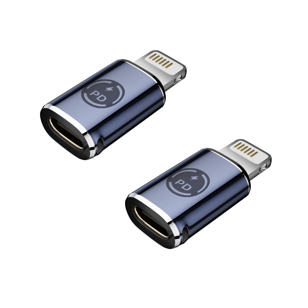 USB C to light-ning adapter, 2 Pcs Type C Female to light-ning Male Adapter, Support 27W PD Charging, Type C harging Data Transmission, Compatible for iPhone 12/11/8 X XR/XS/SE/7Plus Max pad Air