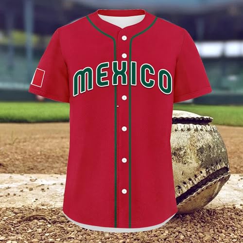Camiseta de béisbol estilo México personalizada con diseño de bandera, camiseta mexicana de softball para fanáticos y uniformes de equipos miniatura 2