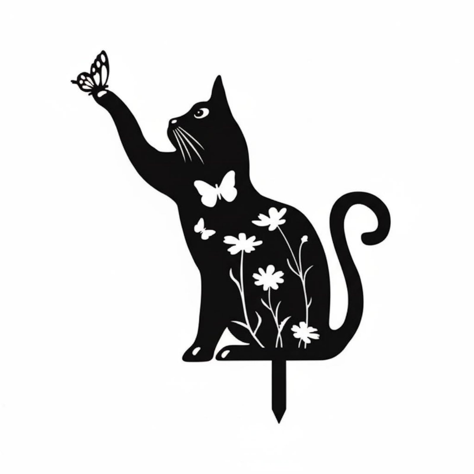 Wrought Iron Creature Outline Garden Stake Weatherproof Metal Creature Lawn Decoration Anti-Rust Hollow-Out Cat Yard Art Long-Lasting for Dog Lovers, Flower Bed, Patio, Pathway, Cat B-image-39