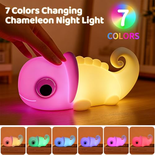 Veilleuse caméléon doudou spongieux et lampe LED tactile à intensité variable