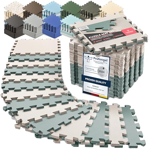 bemaxx Gym Mats Set - 18 pcs EVA Interlocking Foam Floor Tiles (12.6'x12.6'x0.4') 18sqft Protective Gym Flooring Sports Home Workout Exercise Mats...