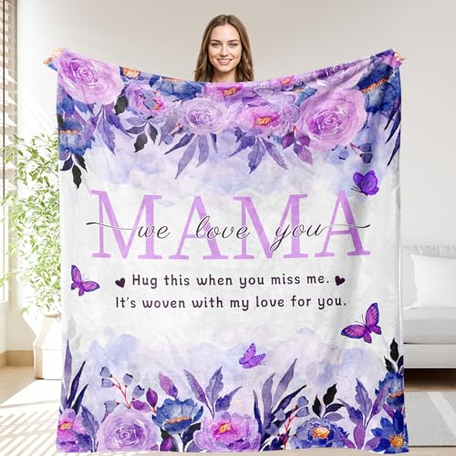 OHOIT Gifts for Mom Mom Birthday Gifts Blanket We Love You Present for Mother Mommy Stepmom from Daughter Son Mothers Day Blanket to My Mom 60x50