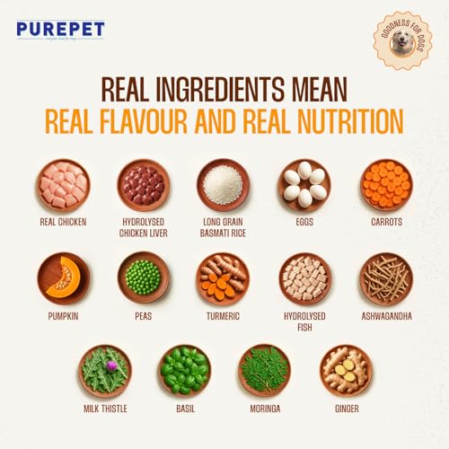 Image of Purepet Fresh Dog Food Chicken Biryani, for Adult & Puppy, 100gm | High Protein, 65% Real Chicken, 35% Veggies & Rice | No Preservatives | Ready to Serve | All Breeds | One Pack One Meal