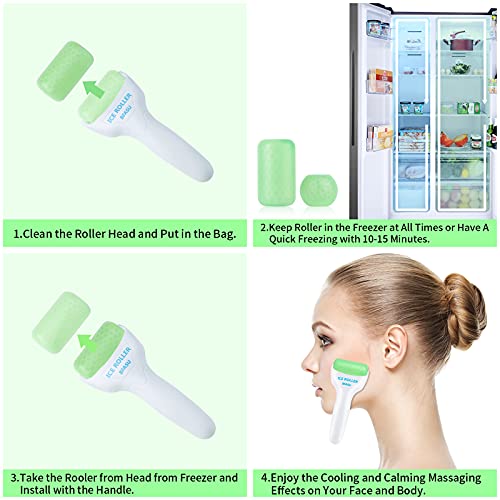 Bfasu Ice Roller, Face Roller 2 Pcs, Massage Tools With Mini Roller For Eye, Face And Body, Relax And Alleviate Puffiness Fine Lines Minor Pain (Green) #TOP5