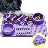 TDZWIN Licking Mat for Dogs, Upgraded 3 in 1 Slow Feeder Dog Bowls Dog Licking Mat with Suction Cups