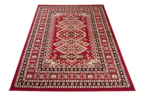 Carpeto Rugs Teppich Orientalisch Rot Klassisch Muster Kurzflor Öko-Tex Wohnzimmer 70 x 140 cm – Bild 4