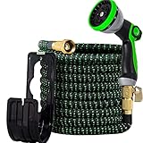 Manguera de jardín con boquilla de 8 funciones, ligera y extensible, con conectores de latón 3/4, Longitud máxima 15 m