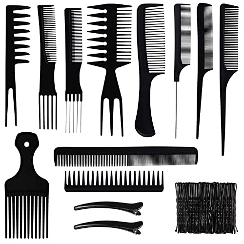 14 PCS Professional Hair Comb Set for Women Men, Hair Stylists Styling Hair Combs Set Accessories Variety curl wide tooth rat tail comb Hairpin Great for Variety Hair Types & Styles