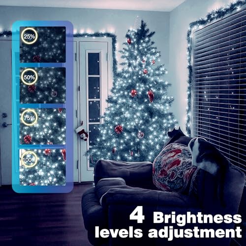 Domolli Christmas Lights 1200 LED 394 FT, IP67 Waterproof Christmastree Lights with 8 Modes, Remote Control 3 Timers & Memory Function Xmas Decorations for House and Holiday (Cool White) — view 4